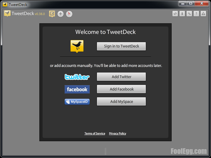註冊 TweetDeck 帳戶或選擇登入的社交網站