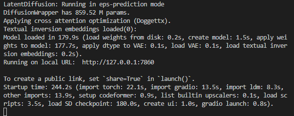 Stable Diffusion Web UI 成功啟動